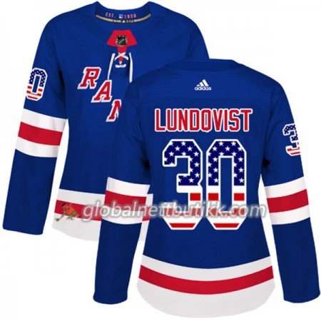 New York Rangers Hockeydrakt Henrik Lundqvist 30 2017-2018 USA Flag Fashion Blå Adidas Authentic - Dame